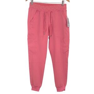 NWT Ava Therese Zavate Pink Smiley Face Scrub Pants Joggers 3080 Women's S Cargo